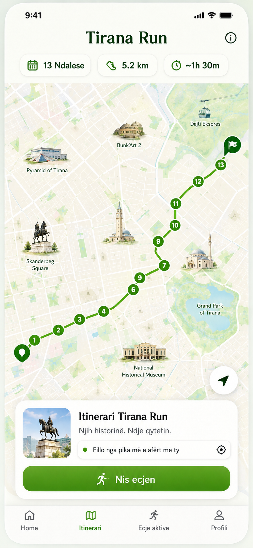 Tirana Run map